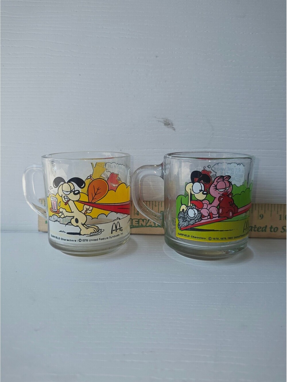 Vintage Garfield and Odie McDonald's Glass Coffee Mugs Set of 2
